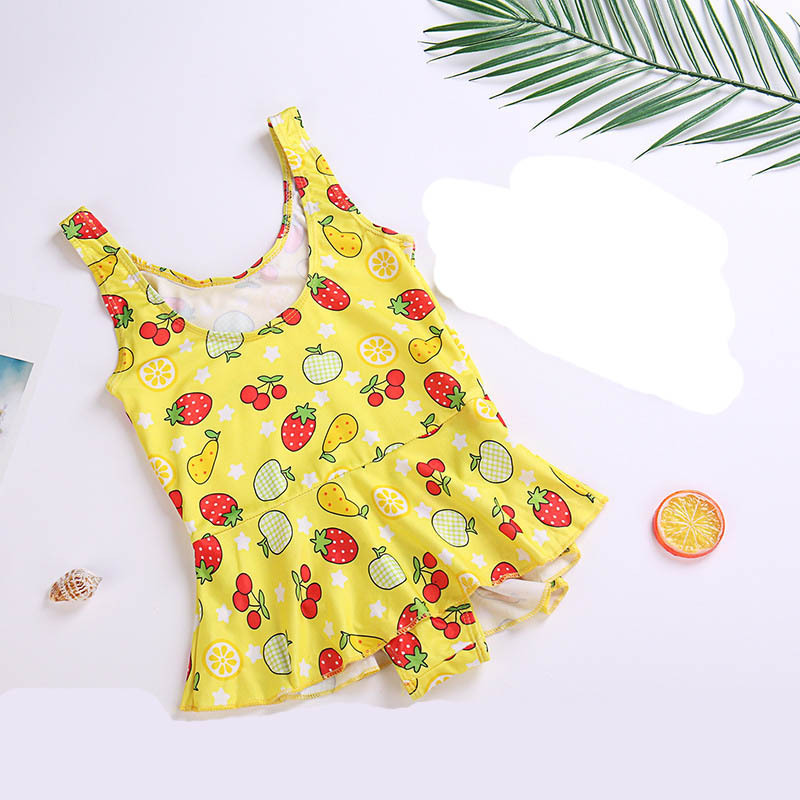 Children's Swimwear Girl's Swimsuit One-Piece Princess Dress Style Cute Korean Girl Children Teens Babies Hot Spring Swimsuit