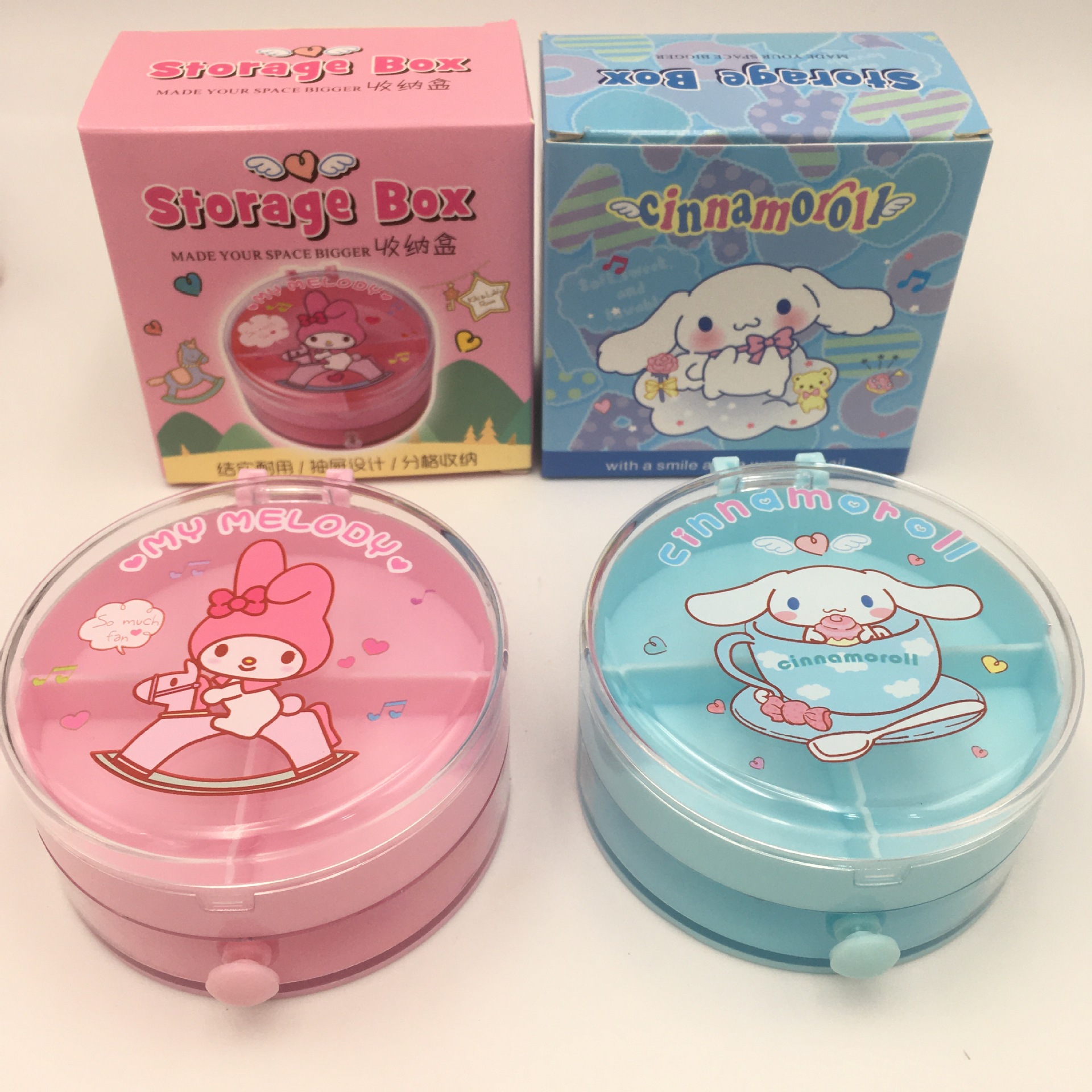 Anime Sanrio Double-Layer Storage Box Melody Cinnamon Give Hello Kitty Desktop Drawer Storage Box Candy Box