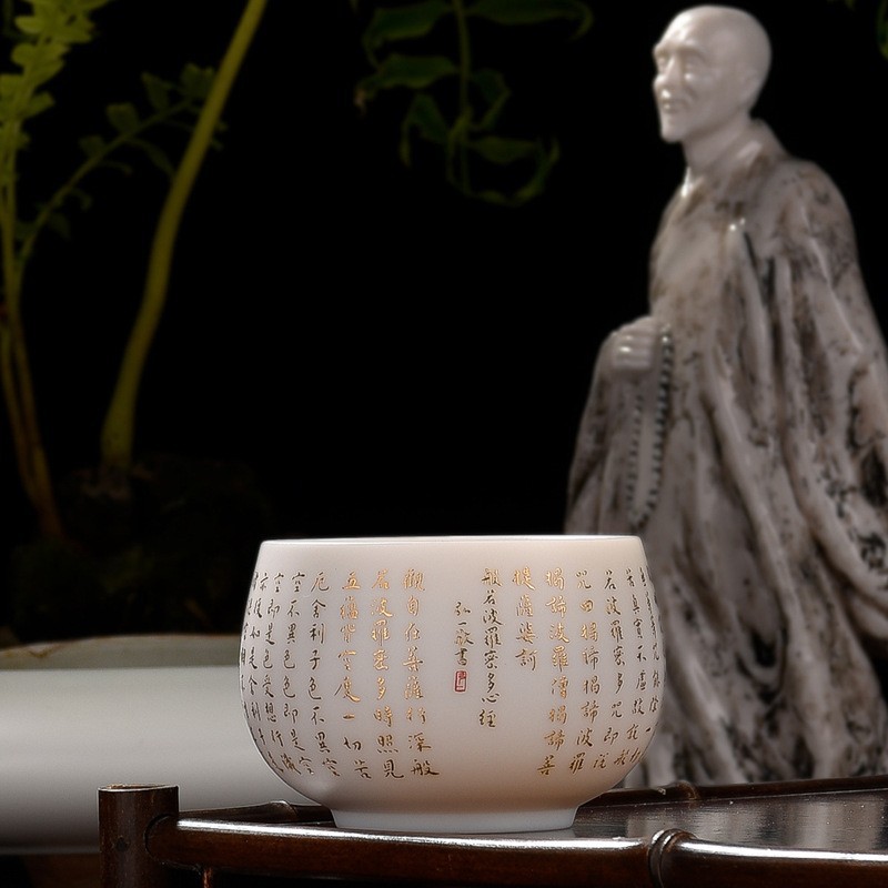 徐建勇大师德化白瓷羊脂玉茶杯主人杯子高端茶盏心经杯单杯品茗杯
