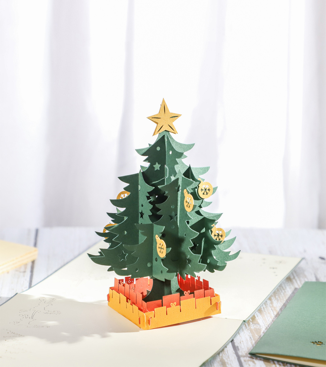 圣诞节贺卡新款创意3d立体贺卡圣诞树手工纸雕圣诞礼物