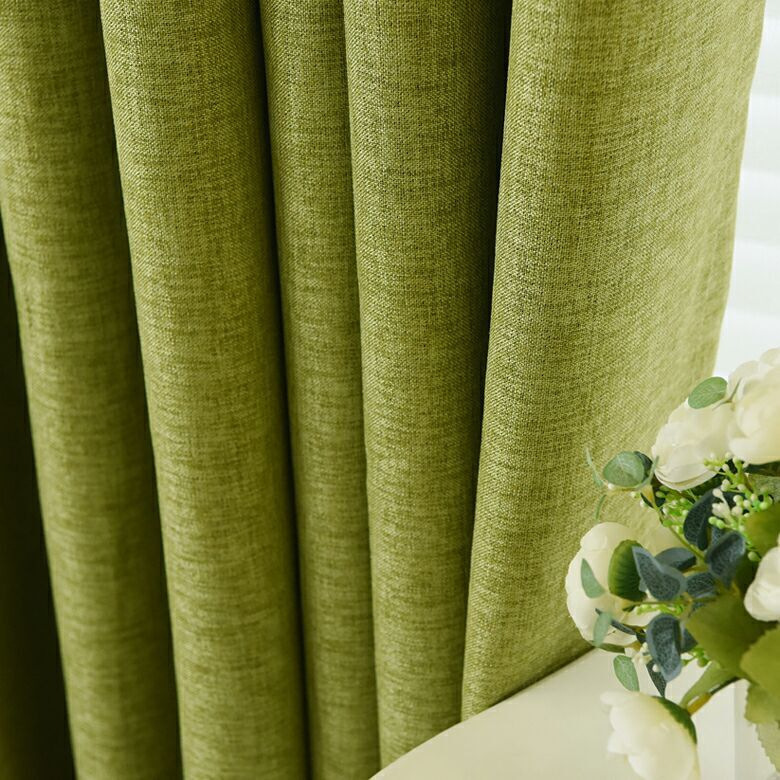 新款加厚遮光遮阳亚麻窗布纯色酒店宾馆工程窗帘成品批发代发