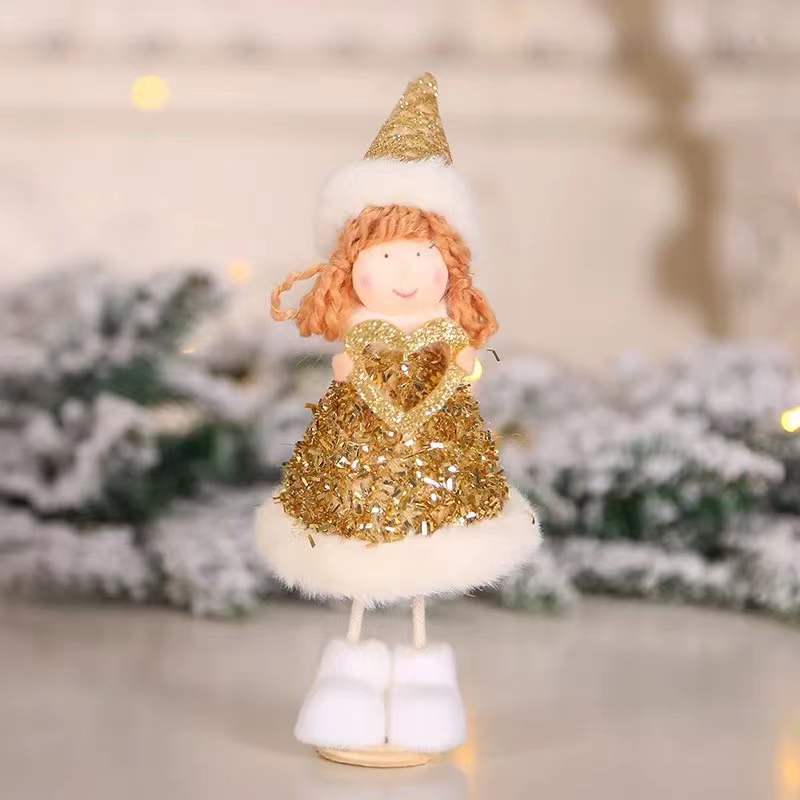 Christmas Decorations Golden Silver Doll Old Angel Doll Ornaments Children's Holiday Creative Plush Toys