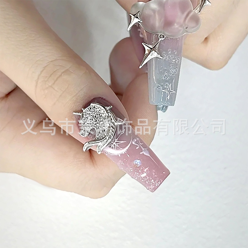 New Affordable Luxury Style Exquisite Advanced LZ Zircon Nail Ornament Diamond Super Shiny Tassel Pearl Pendant G4504