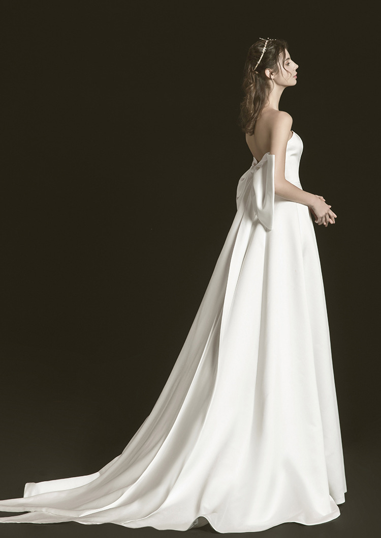 白色抹胸婚纱礼服西式婚礼气质新娘森系超仙梦幻赫本奢华网红拖尾