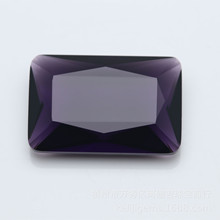长方形玻璃石 紫红色人造玻璃宝石 玻璃裸石 直角长方形玻璃石
