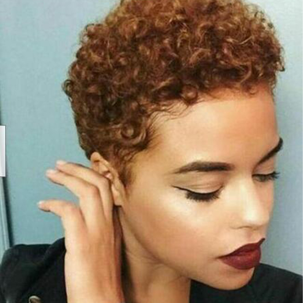 假发女 外贸跨境假发 欧美化纤假发多色头套 超短非洲小卷假发