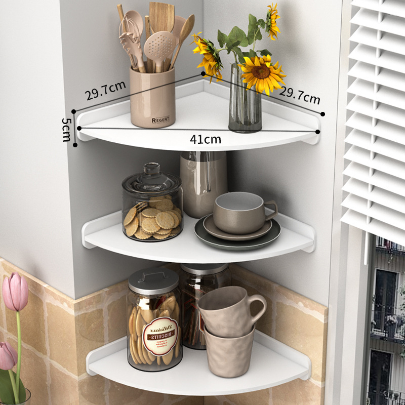 Punch-Free Wall Multi-Layer Triangle Storage Rack Wall-Mounted Seasoning Cup Corner Multifunctional Bathroom Corner Storage