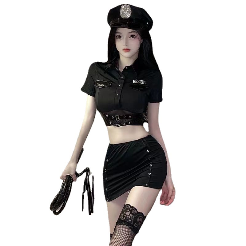 Adult Supplies Sexy Lingerie Sexy Role-Playing Uniform Seductive Hip Skirt Female Police Nightclub Flirting Suit