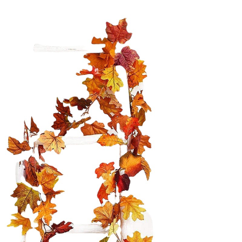 DSEN Cross-Border E-Commerce Factory Direct Sales Thanksgiving Halloween Maple Leaf Decorations Maple Rattan Garland Moon Hanging