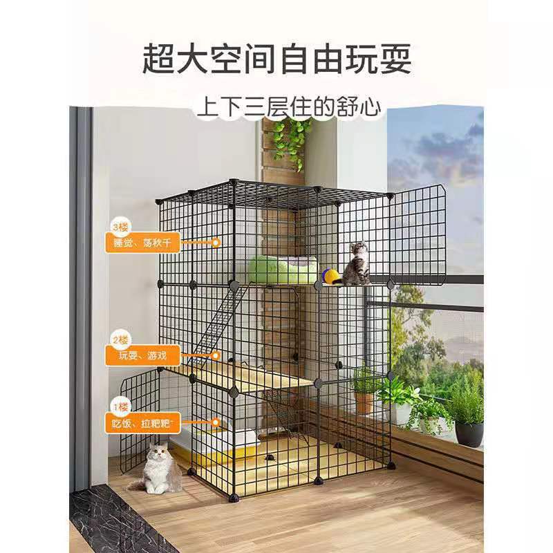 Cat Cage Home Villa Super Large Free Space Indoor with Toilet Small Cattery Double Layer Cat House Cat Nest