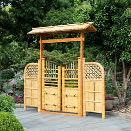 竹制栅栏拱门户外景观竹门拱形葡萄爬藤架户外竹拱门花园园林