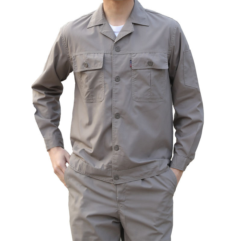 夏季工作服套装男耐磨劳保服工地劳动汽修薄款夏装长袖工衣-阿里巴巴