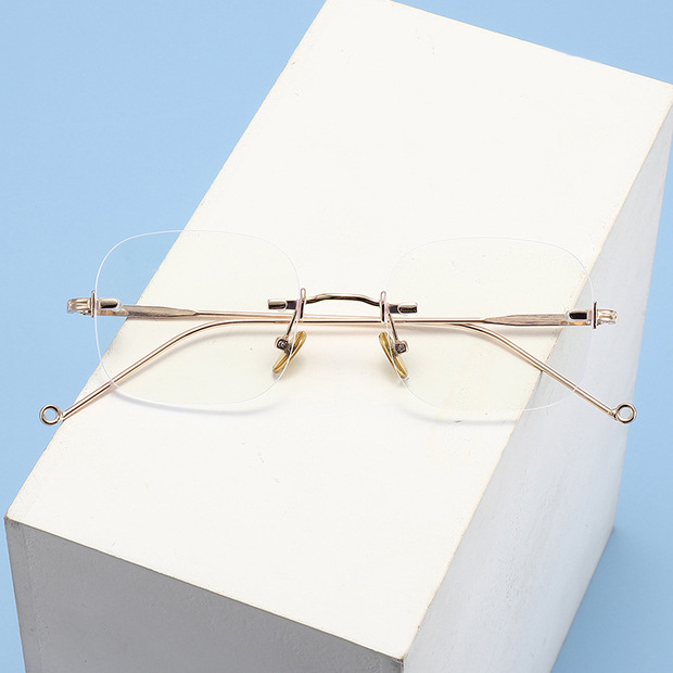 glazzy无边框近视眼镜显瘦时尚网红ins风长方形眼镜框无框有度数眼镜