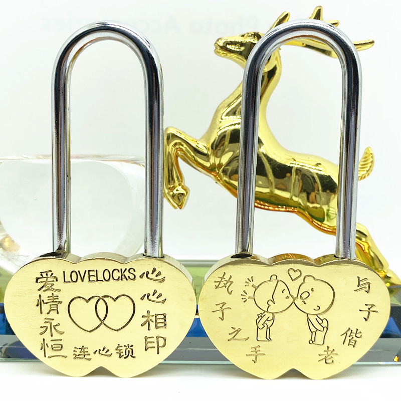 50mm景区爱情 同心锁 许愿锁自动 长寿锁连心锁爱情锁旅游工艺品.