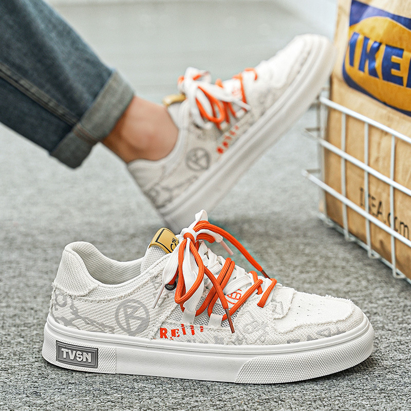 2024春夏季新款透气网面鞋男鞋子韩版百搭小白板鞋男士运动休闲潮