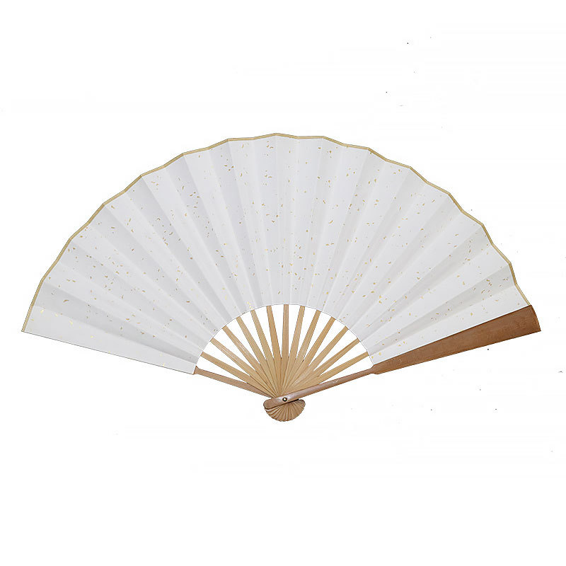 Xuan Paper Folding Fan Custom Blank Sprinkling Gold Medium Raw 910-Inch Advertising Fan Chinese Style Calligraphy Painting Fan Wholesale