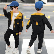 童装男童春装套装2021新款中大童儿童秋冬季加厚韩版工装服两件套