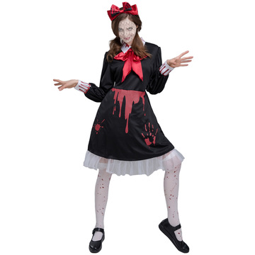 万圣节狂欢表演恐怖陶瓷娃娃 邪恶血迹诅咒玩偶 鬼娃恶灵黑暗魔法