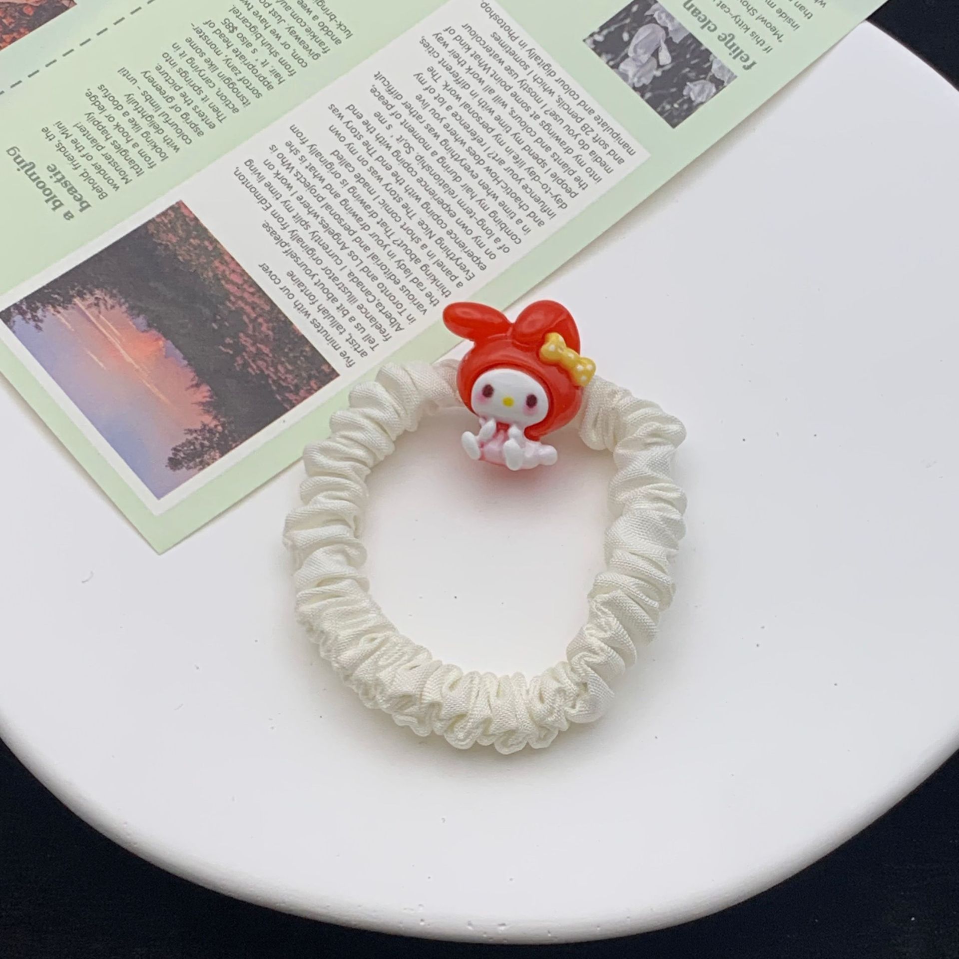 Cartoon Cute Red Bow Sanrio Hair Rope Ins Girl Heart Student Couple Small Rubber Band Headwear Hair Ring