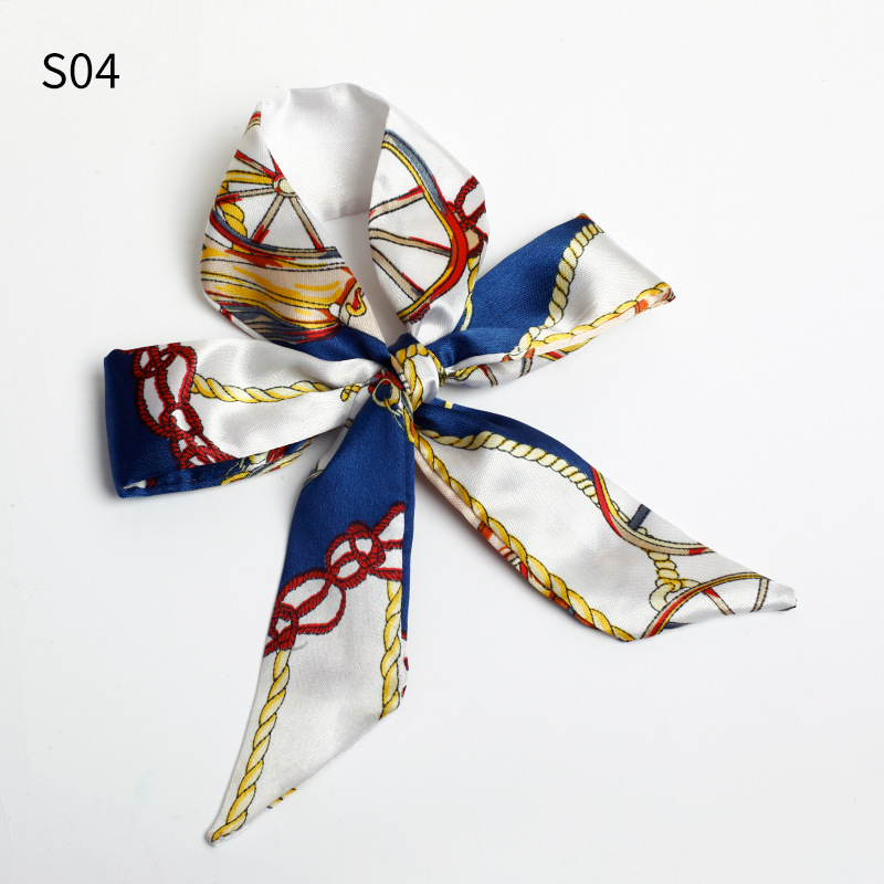 summer scarf Silk Scarf Factory Wholesale Tie Bag Tie Hair Bow Long Hair Band Ribbon Small Silk Scarf Gift Box Hand Gift Tie