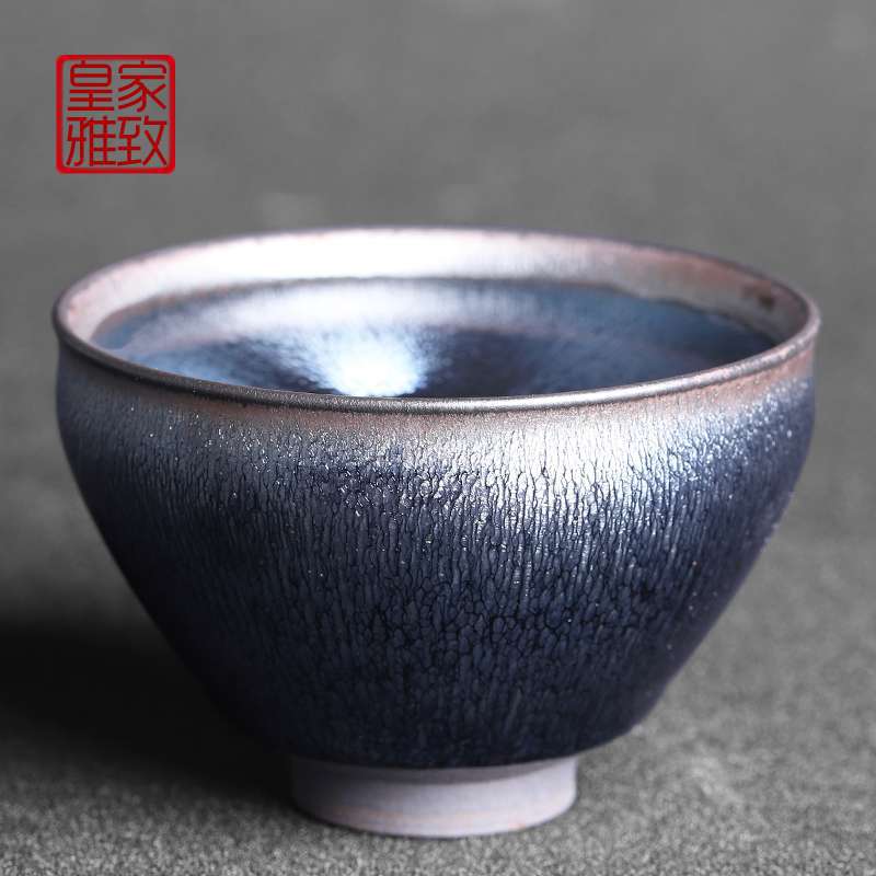 建阳银毫建盏主人杯茶杯纯手工单杯铁胎正品陶瓷大号天目茶盏杯