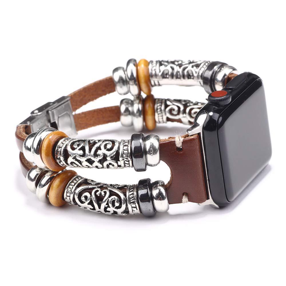 Customized Multi-Layer Leather Cord Bracelet Retro Applicable AppleWatch Men's and Women's Stainless Steel Exquisite Leather Strap