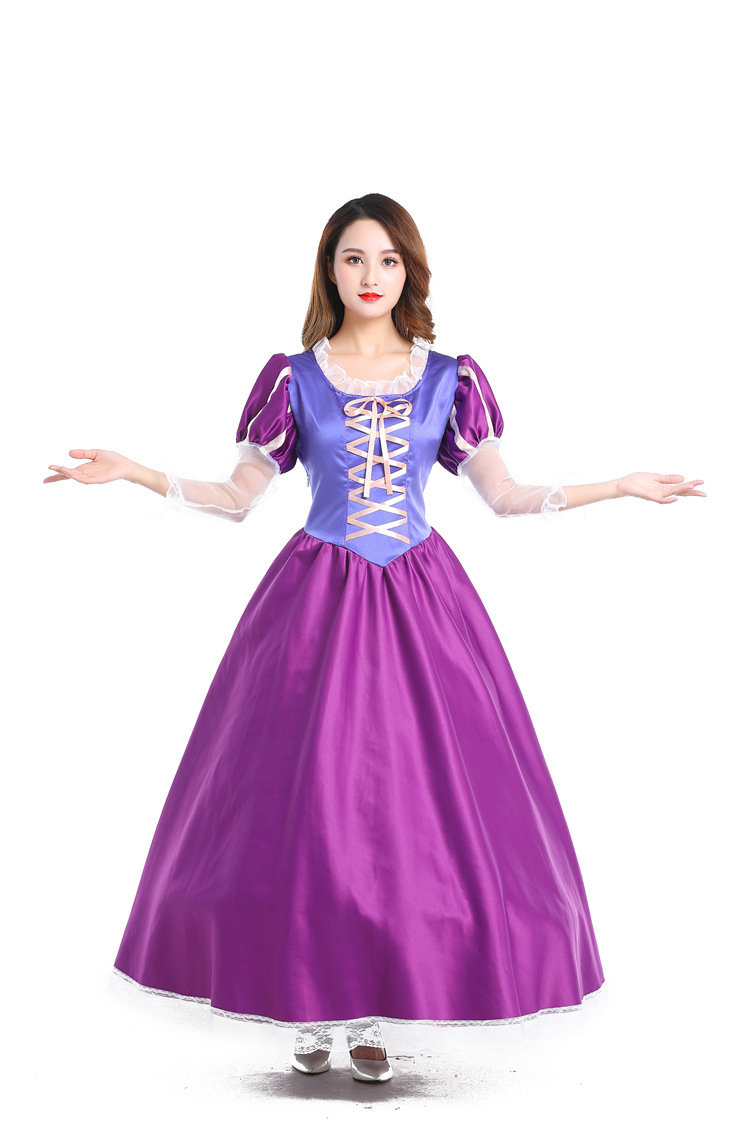 乐佩公主服魔发奇缘 长发公主通话故事紫色长裙公主演出服装现货