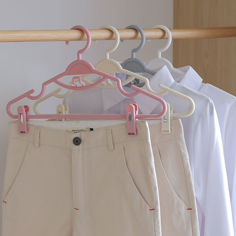 家用可伸缩衣架裤架塑料多功能可连挂带夹子防滑衣挂汉服衣服架子