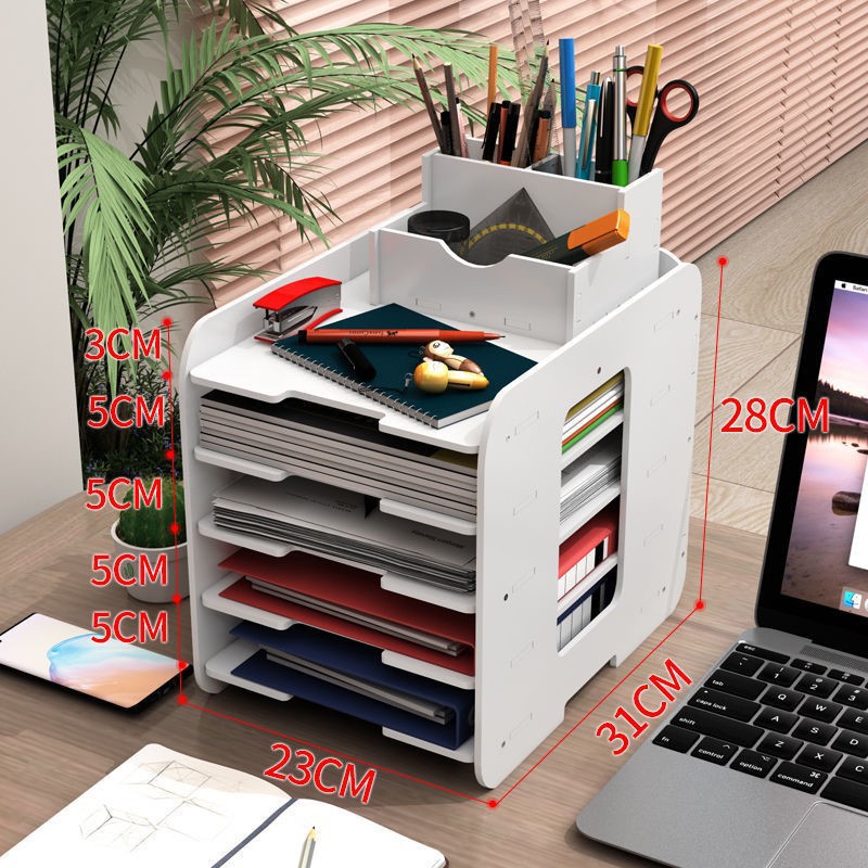 Wholesale File Box Stationery Multi-Layer Book Stand Storage Rack Office A4 Material Bookshelf Desktop Folder Storage Rack