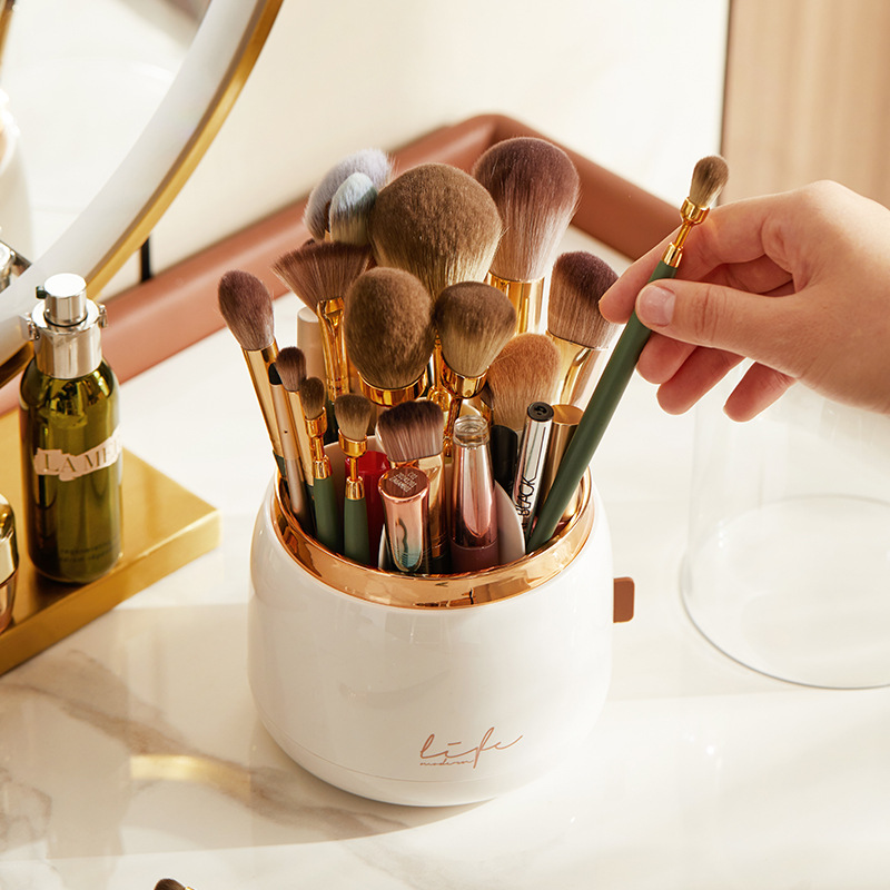 Self-Designed Affordable Luxury Style Makeup Brush Storage Bucket Dustproof Lipstick Eyebrow Pencil Cosmetics Storage Box Revolving Brush Tube