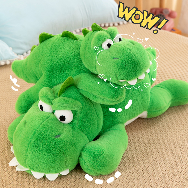 呆萌趴款恐龙抱枕长条抱睡公仔陪睡夹腿抱枕布娃娃毛绒玩具批发