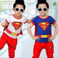 2024年夏装新款 幼儿园六一园服 男童女童超人披风套装短袖七分裤