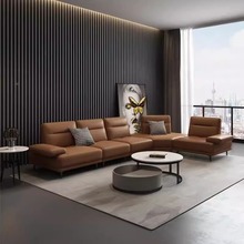 现代极简真皮沙发意式客厅大小户型头层牛皮可调节靠背沙发组合
