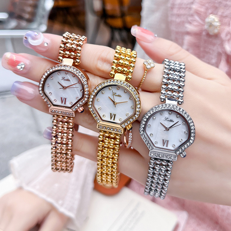 scottie/诗高迪新款特色爆款时尚带钻钢带女士手表百搭跨境批发