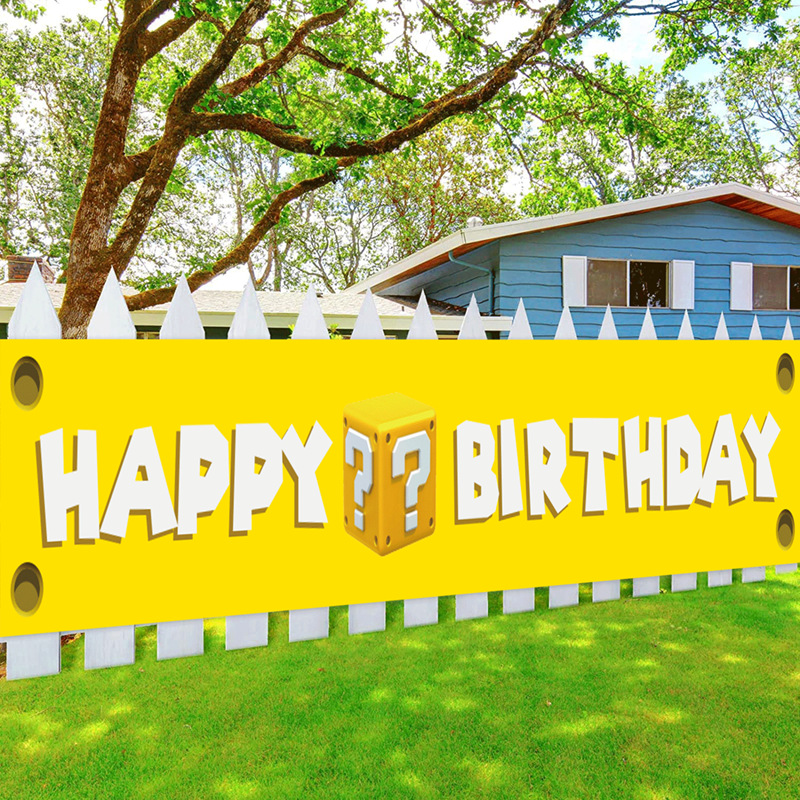 Mario Yellow Question Mark Party Decoration Supplies Garden Banner Banner Indoor Outdoor Yard Flag Banner Balloon