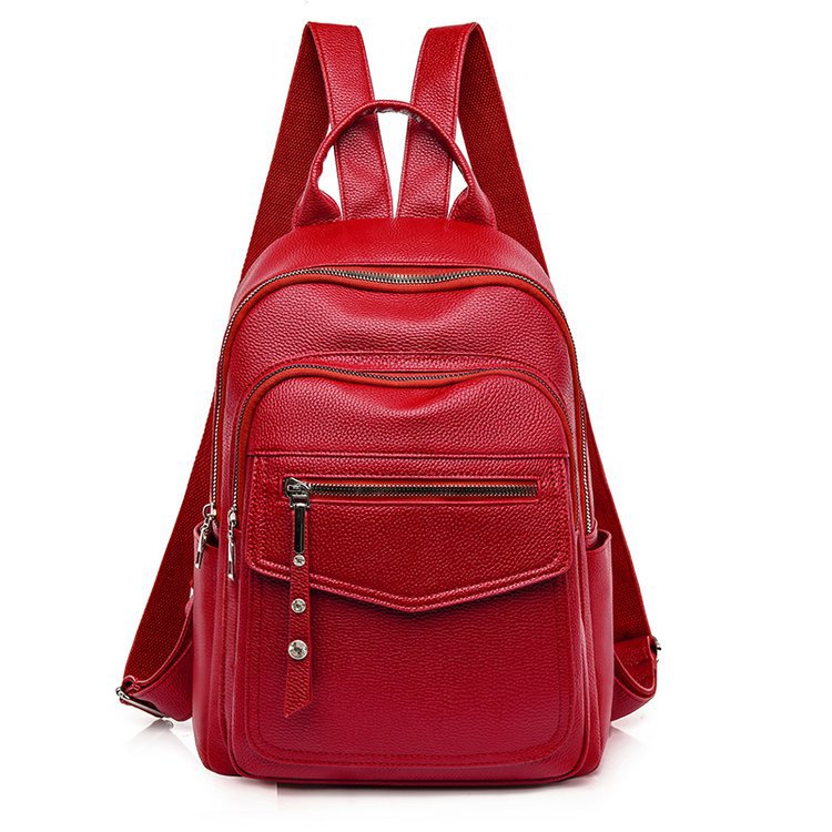 Women's Backpack 2021 New Korean Style Soft Leather Simple Fashion Backpack Large Capacity Casual Travel Bag