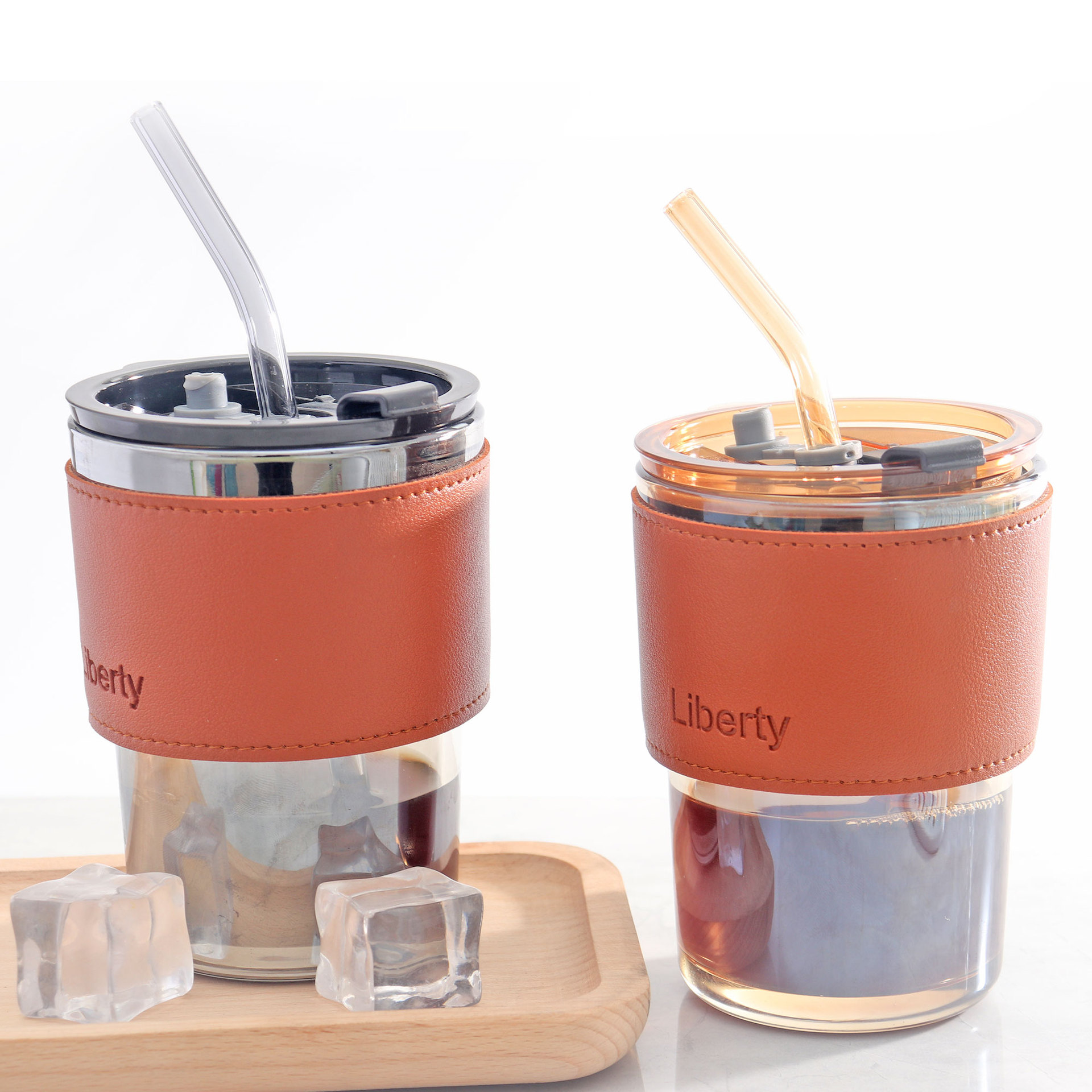 牛奶冷饮热饮双饮水杯ins风咖啡奶茶玻璃杯带盖高颜值直饮吸管杯