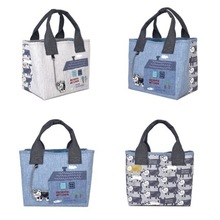 日本原单 kusuguru新款刺绣爬猫手提包 托特包手拎包饭盒包带饭包