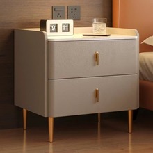 轻奢床头柜全实木卧室现代简约储物小柜子床边岩板小型床头收纳柜