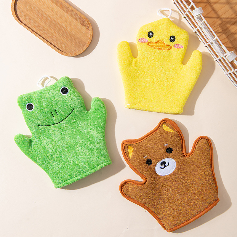 卡通儿童搓澡巾家用无痛不伤皮肤洗澡手套沐浴起泡搓背带挂绳澡巾