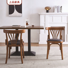 源头厂家实木椅子 复古弧形靠背餐厅茶馆餐饮咖啡厅实木椅子