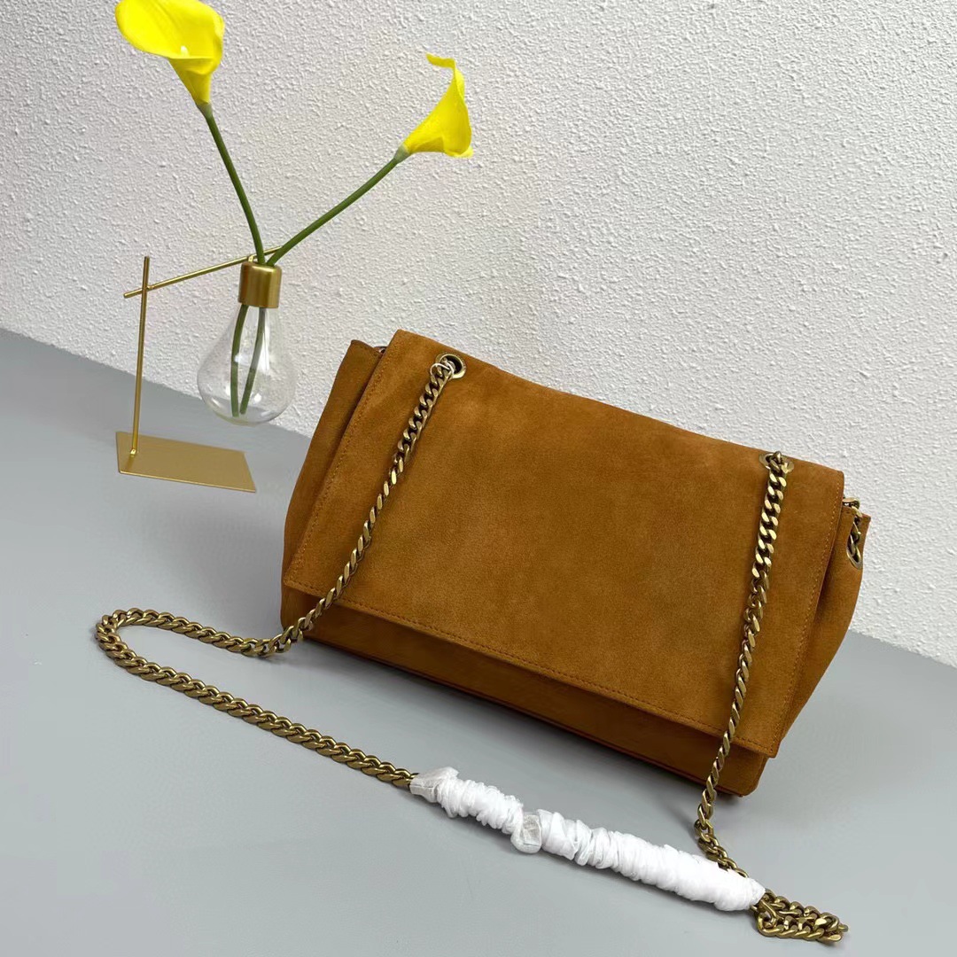 2022新款杨树林双面邮差包麂皮配鳄鱼纹女包双用单肩斜挎包链条包