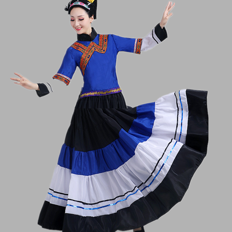 彝族火把节服装民族特色女装七月云南衣服彝女新款舞蹈演出服成人