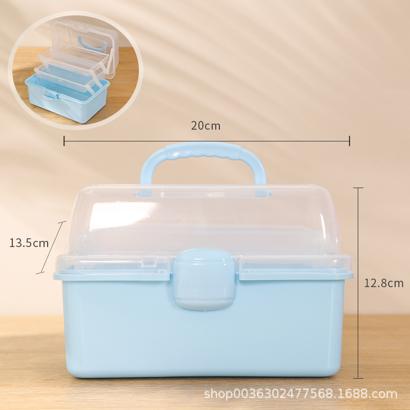 Small Size Three-Layer Folding Container Thickened Household Portable Medicine Box Student Stationery Sundries Desktop Stickers Storage Box