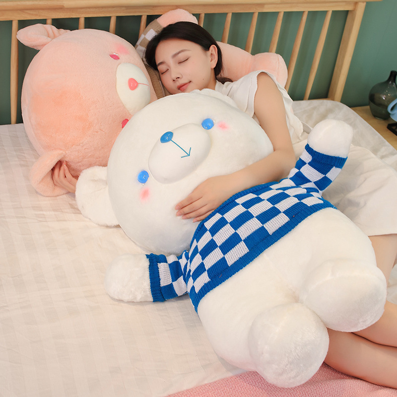 新款创意格子毛衣熊公仔超大号泰迪熊娃娃女孩睡觉抱小熊玩偶儿童