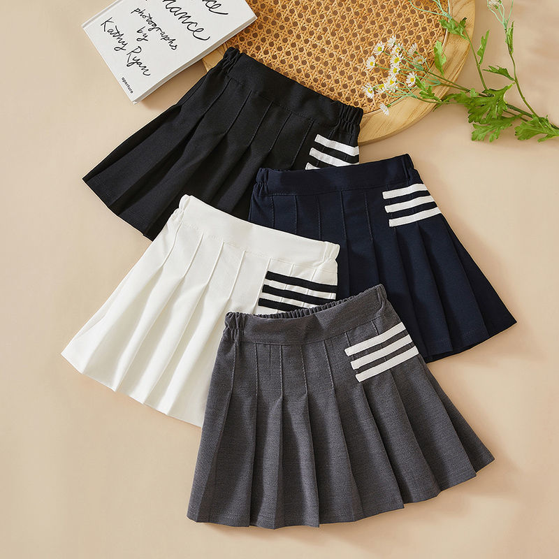 女童半身裙学院风jk校服百褶裙子秋季甜心女孩海军风a