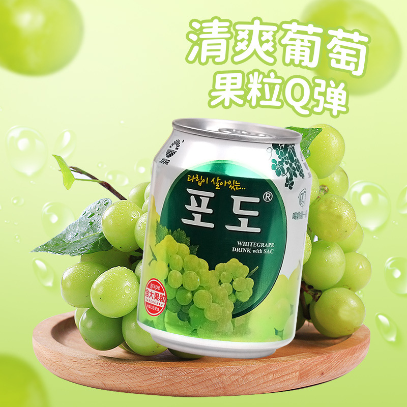 韩国原装进口九日牌果汁饮料葡萄汁整箱批果肉果粒橙238ml*72瓶装