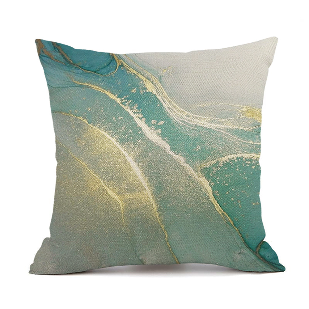 Amazon New Gold Green Ink Pattern Abstract Pillow Cover Printing Office Living Room Sofa Waist Support Printing Pillowcase