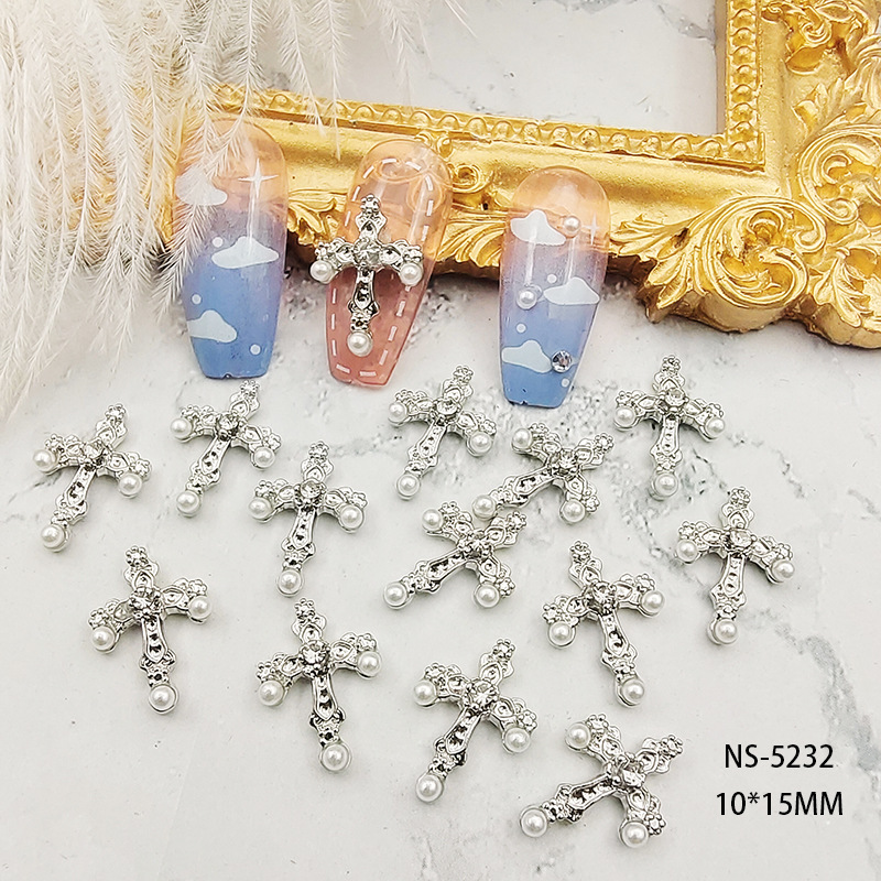 Internet Celebrity Queen Mother Alloy Nail Ornament Love Dripping Oil Diamond Planet Pearl Cross Saturn Nail Crystal Lot