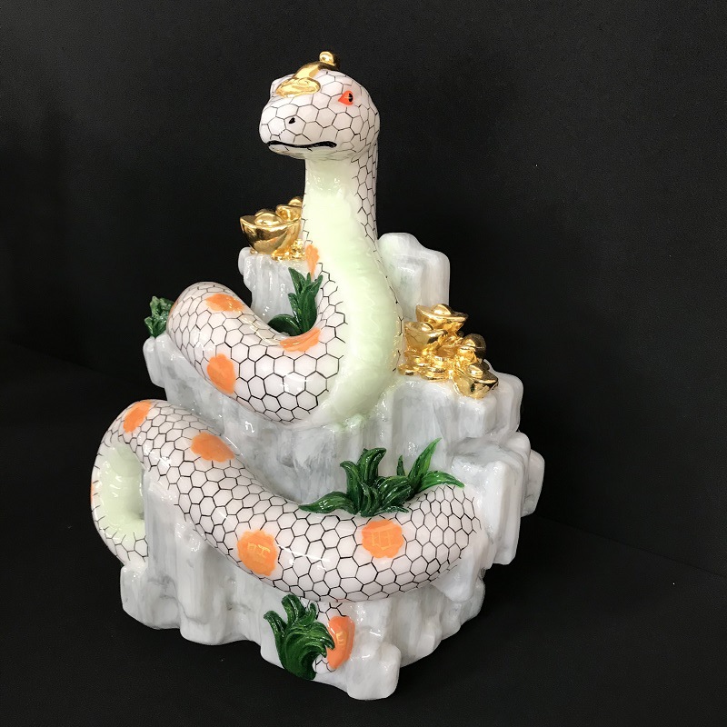 厂家直销实心汉白玉灵蛇摆件十二生肖蛇神像聚财灵蛇摆件